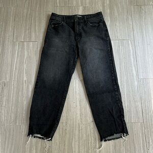 Black high rise straight leg cropped jeans